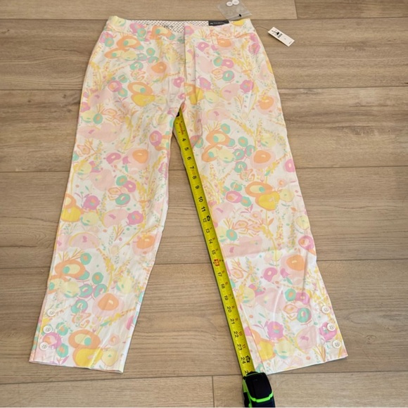 Talbots Cotton Stretch Slim-Leg Perfect Crop Pant Abstract Floral Print Sz 2 NEW - Picture 7 of 12